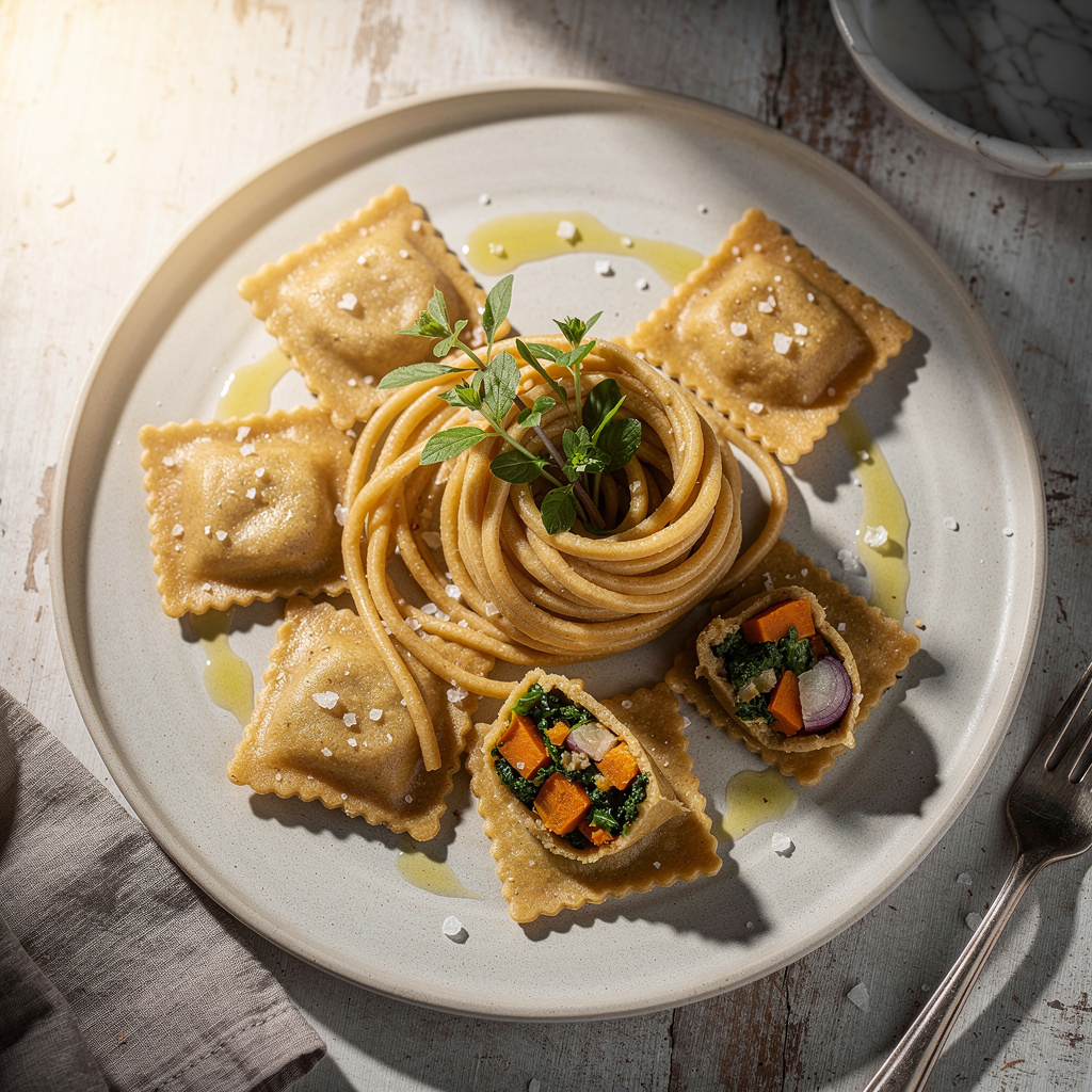 Kale and Sweet Potato--Stuffed Vegan Ravioli