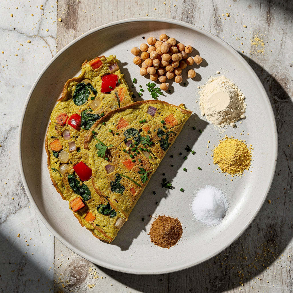 Leftover Veggie Chickpea Omelette