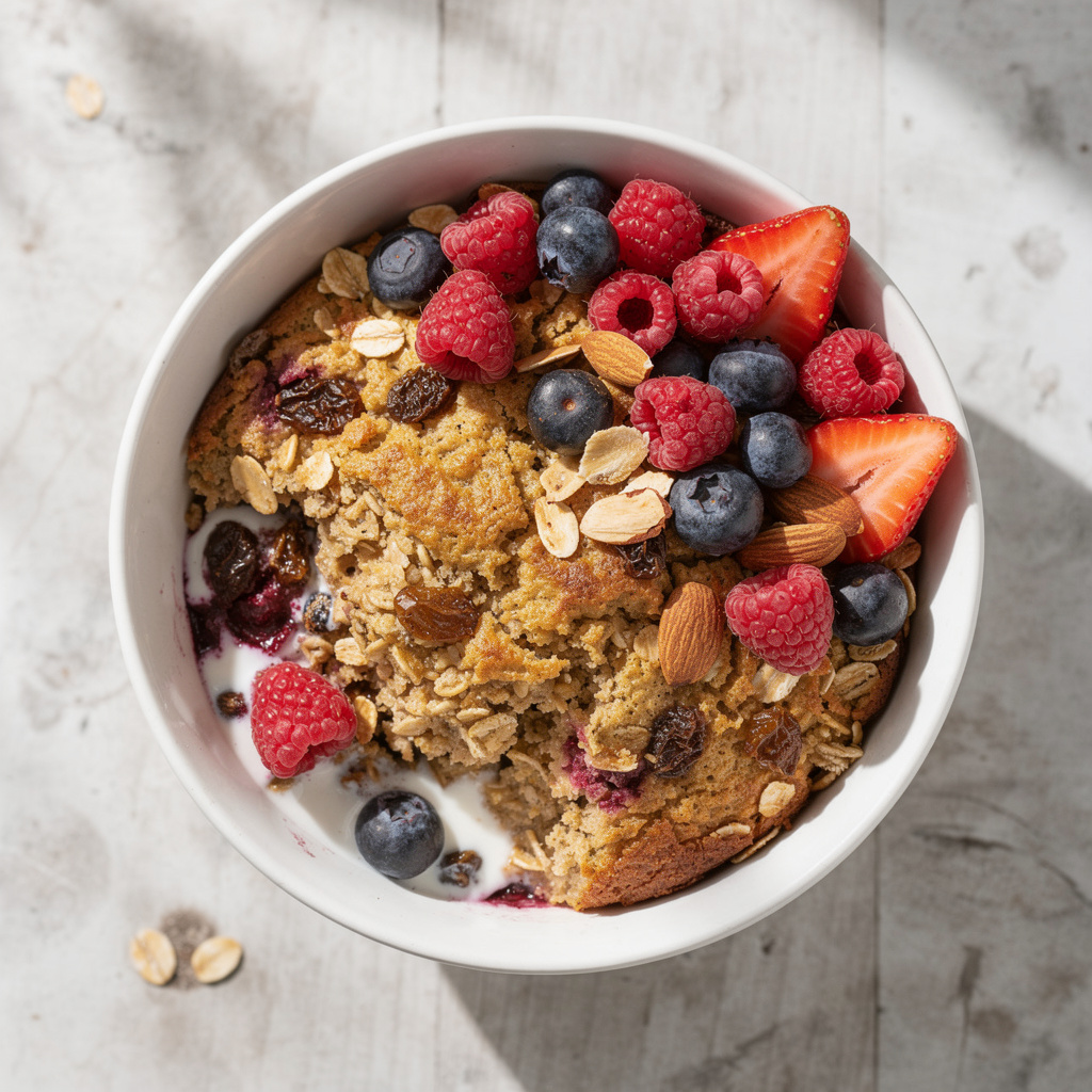 Oatmeal Breakfast Bake with Berries and Almonds