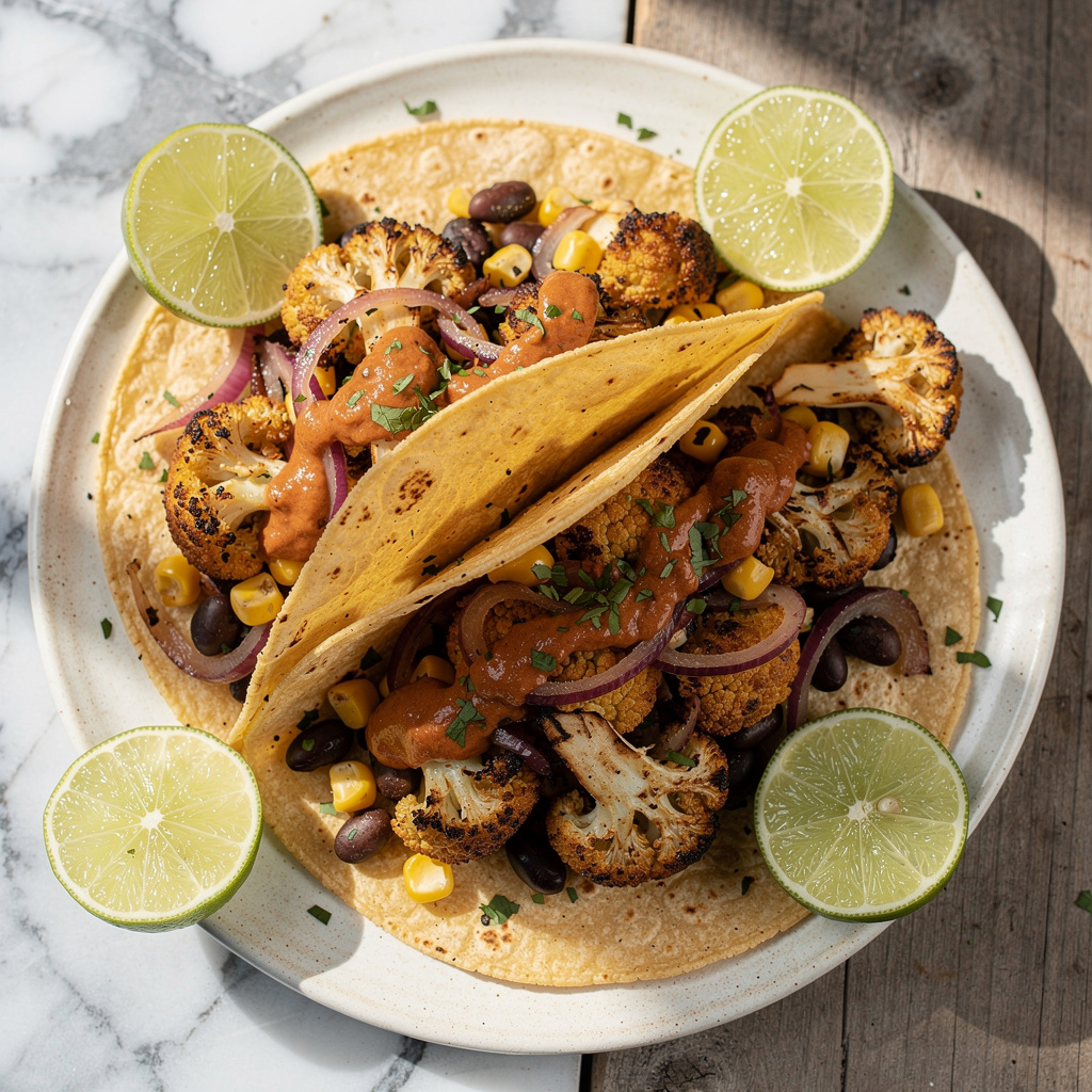 Red Onion and Charred Cauliflower Tacos