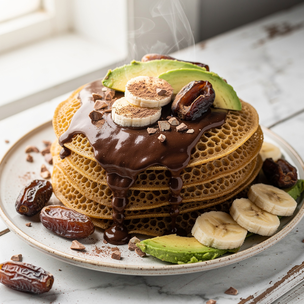 Sweet Moroccan Pancakes with Chocolate Banana Sauce