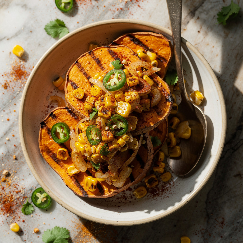 Sweet Potato Steaks with Grilled Salsa