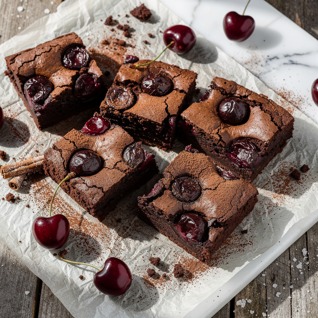 Vegan Black Forest Brownies with Cherries