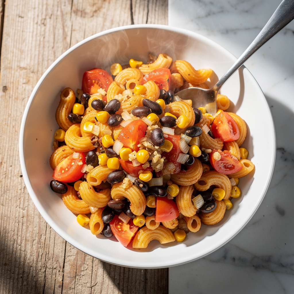 Zesty Macaroni with Black Beans and Corn