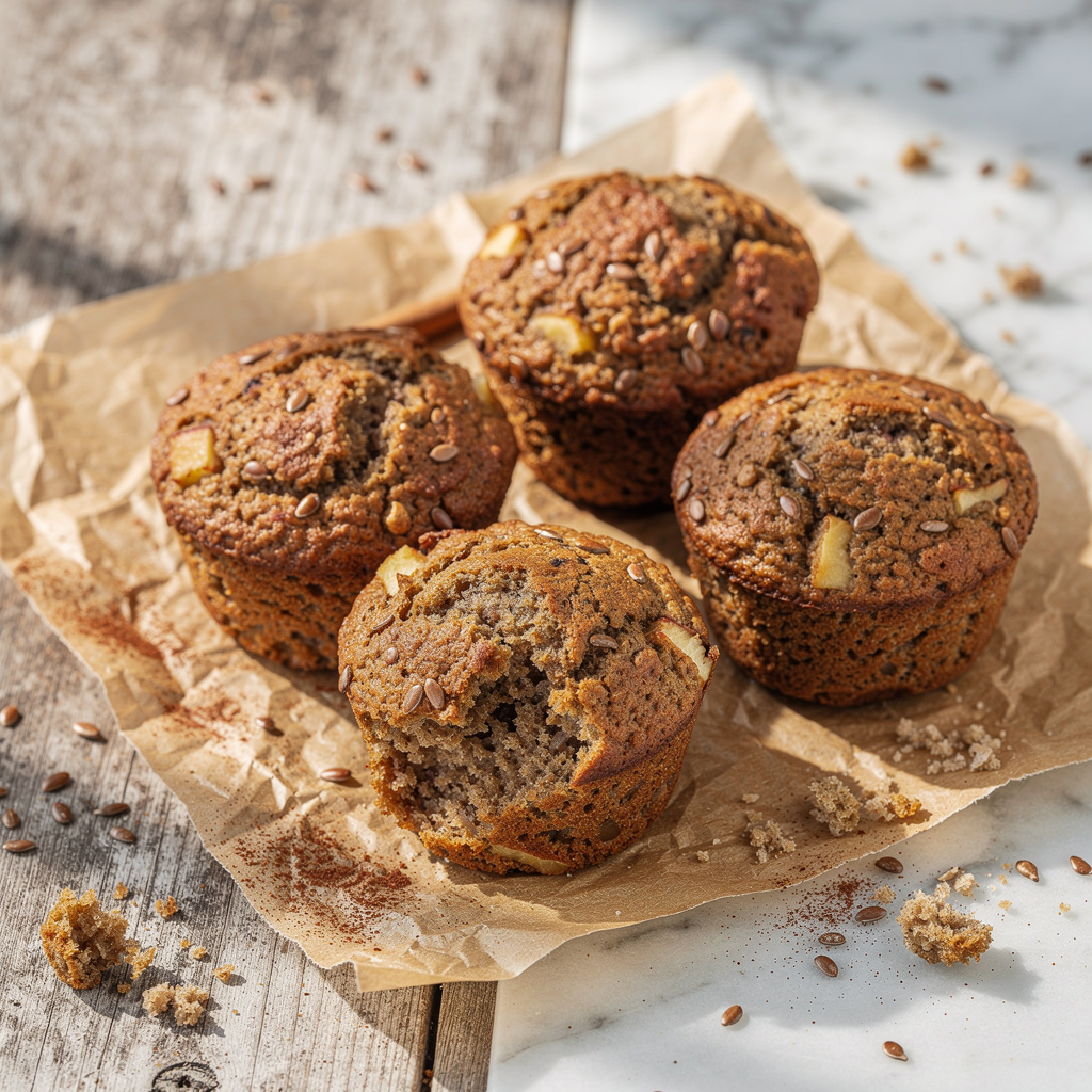 Flax-Buckwheat-Apple Muffins