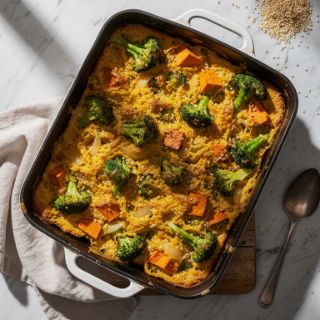 "Cheesy" Broccoli & Quinoa Casserole (Vegan)