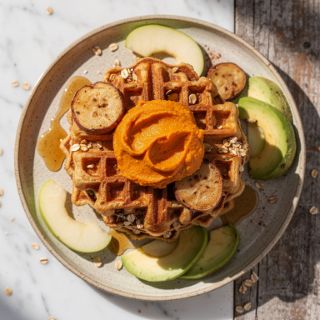 Cinnamon-Oat Waffles with Sweet Potato "Butter"