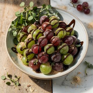 Frozen Grapes with Chocolate Sauce