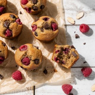 Raspberry Chocolate Almond Flour Muffins
