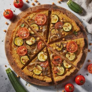 Socca Pizza with Roasted Veggies