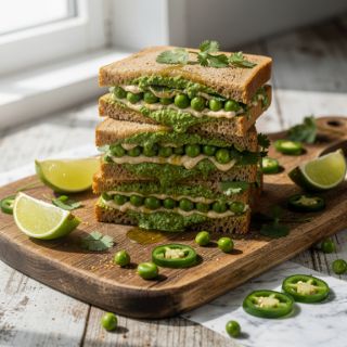 Stacked Vegetable Sandwiches with Cilantro Chutney