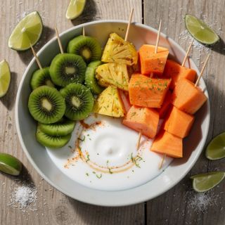 Thai Fruit Skewers with Coconut and Lime