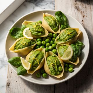 Vegan Pesto Stuffed Shells (with Split Peas!)
