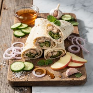 White Bean Wraps with Pickled Cucumber and Mint